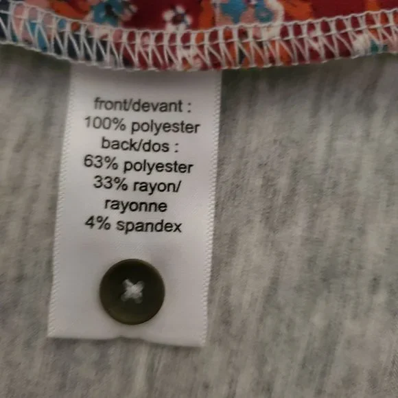 Maurices Women's Floral Multi-Print Sleeveless V-Neck Top Heather Gray/Red Large - Picture 10 of 12